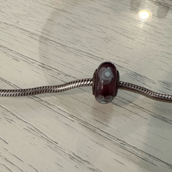 PANDORA Purple and light blue Flower Glass Charm - Picture 4 of 4